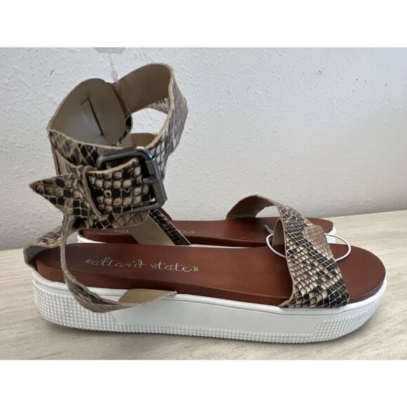 ALTAR’D STATE WOMENS Sz 7 TORRI SNAKE SKIN SLIP ON STRAPPY SANDALS NEW - Picture 5 of 8